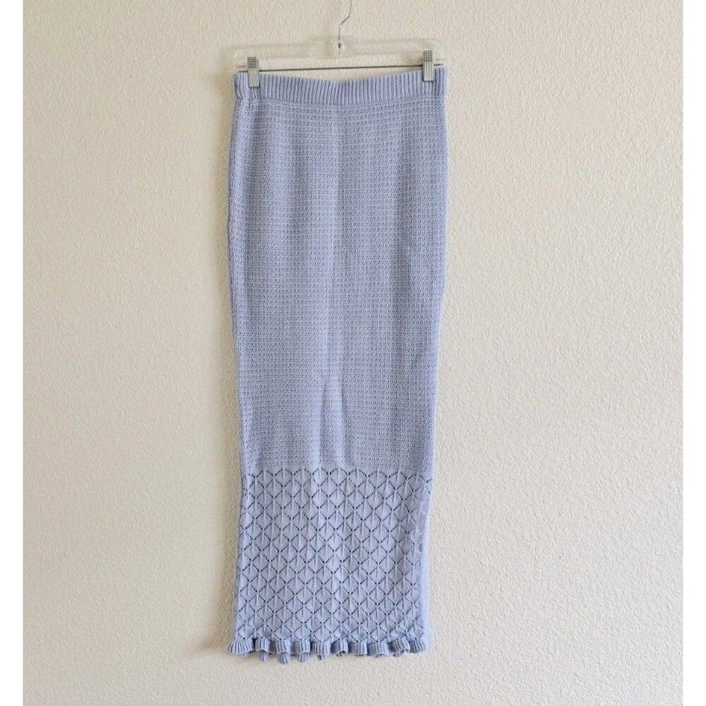 Olive and Oak Long Knitted Skirt Size Medium Blue Beachy Coastal
